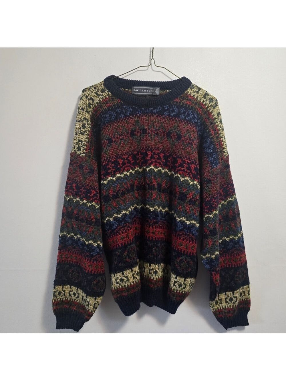 Vintage David Taylor Men's Multicolor Fair Isle Crewneck Sweater